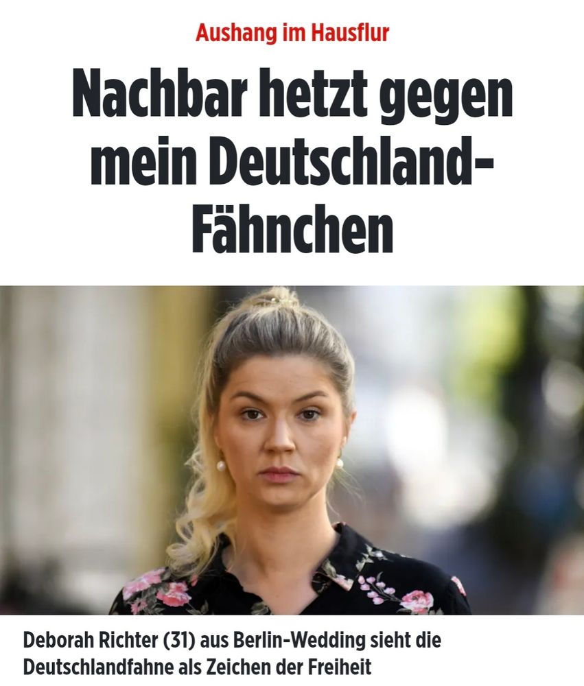 Aushang im Hausflur
Nachbar hetzt gegen mein Deutschland-Fähnchen

+ bild von deborah richter
Deborah Richter (31) aus Berlin-Wedding sieht die Deutschlandfahne als Zeichen der Freiheit