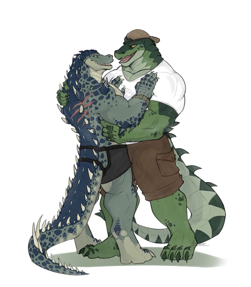 Rex and Keith embracing.