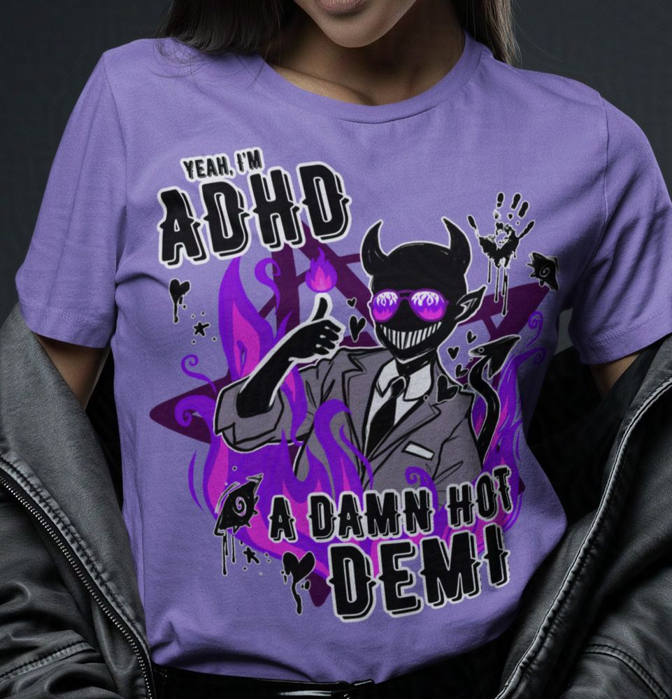 The Demisexual "A Damn Hot Demi" design on a t-shirt.