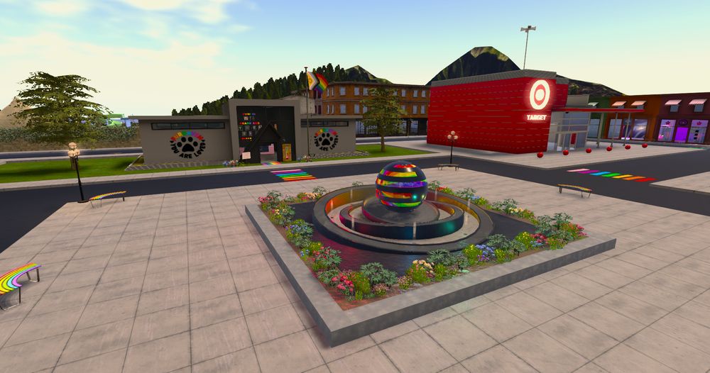 a secondlife screenshot of Furhaven, a vibrant little town