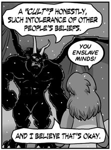 EGS strip with the exchange "you enslave minds!" "And I believe that's okay"