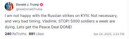 Trump today begging Putin to stop attacking Kyiv because it harms his "Blame Zelensky" narrative