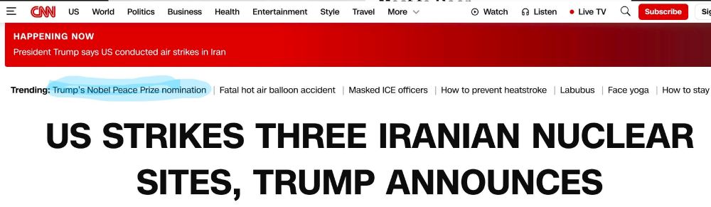 Trump nominated for Nobel Peace Prize as he announces bombing of Iran