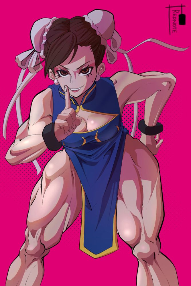 Chun Li from Street Fighter illustration with really buff legs... 