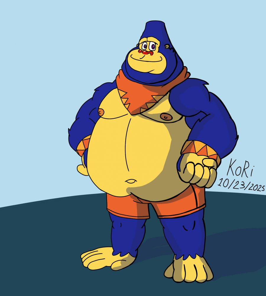 Just Konana standing with his arms by his side on an abstract background