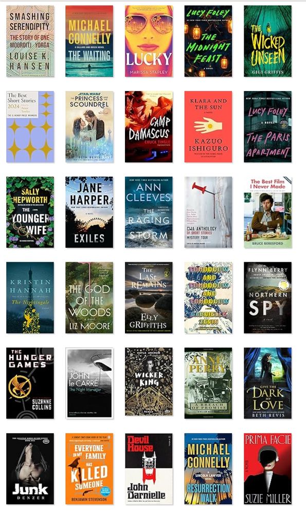 Pictures of book covers from my 2024 good reads reading list , all fiction apart from Beresford’s memoir.