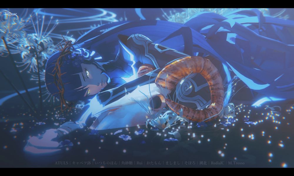 The 3d render of Shin Megami Tensei V (and V: Vengeance)'s protagonist "Nahobino" in the concept from the song called "Hana no Uta" by Aimer