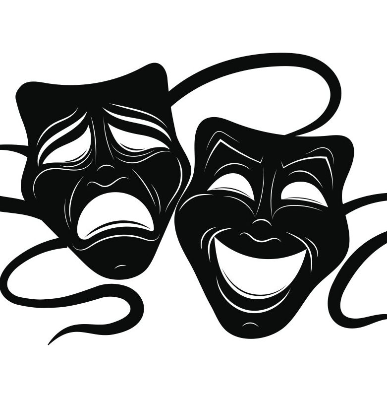 theatrical tragedy and comedy masks
