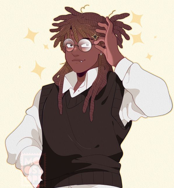 My OC Marcus posing with round glasses.