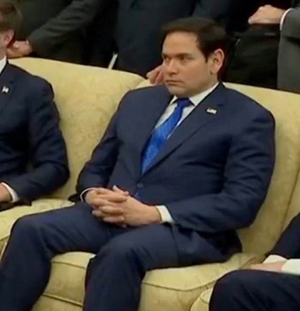 Marco rubio sitting like a little boy