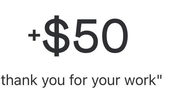 $50 donation with memo line “thank you for your work “