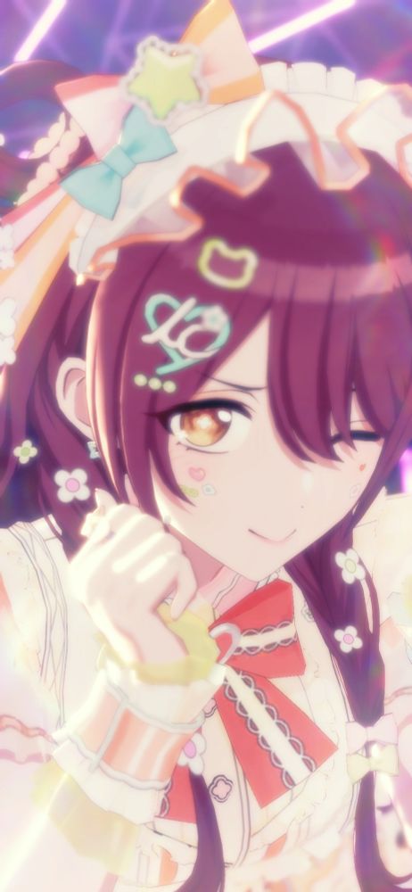 シャニソンのスクショ。甜花が左目でウインクをしている。