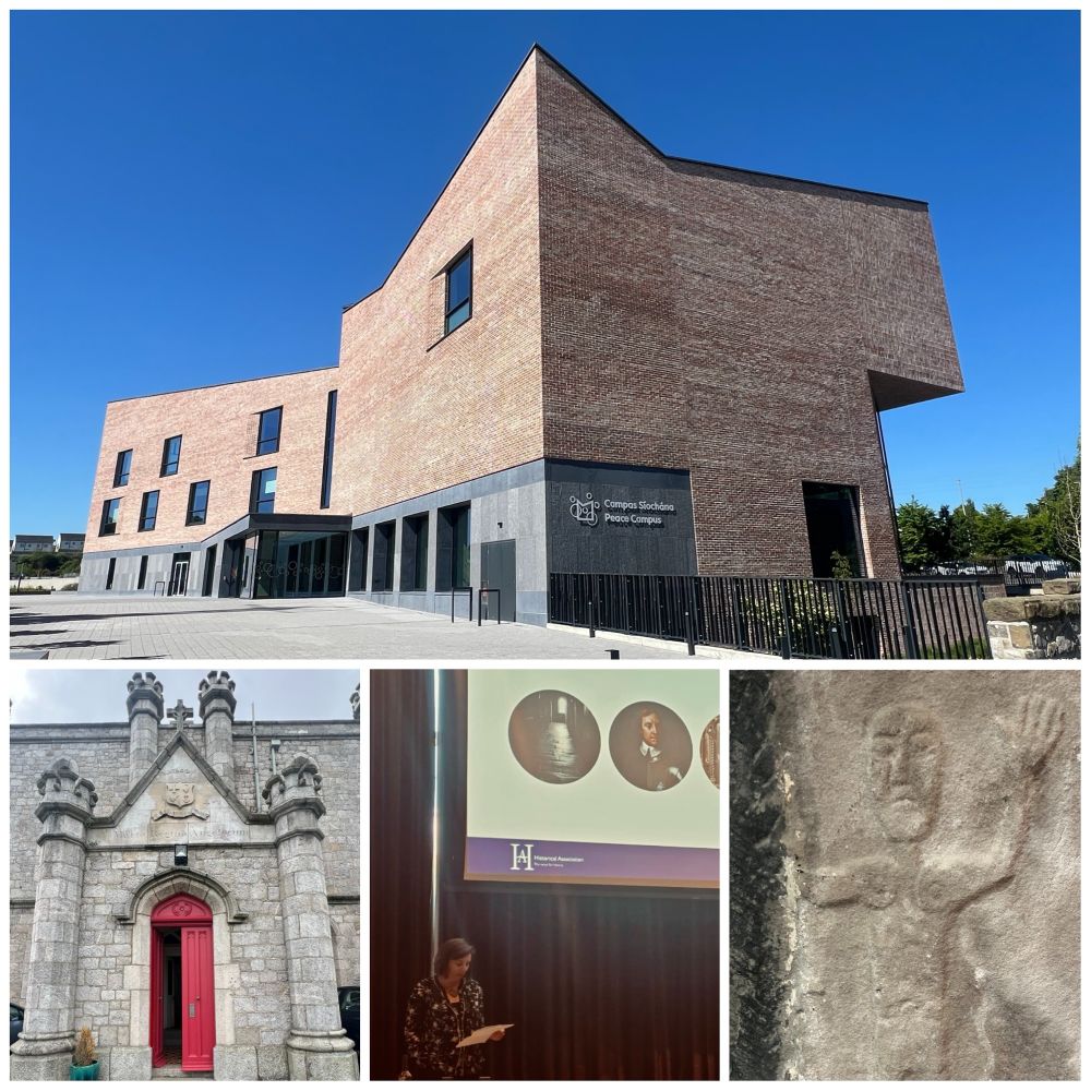 Photos of Monaghan county museum, Loreto convent Dalkey, historical association conference, Liverpool, gravestone 