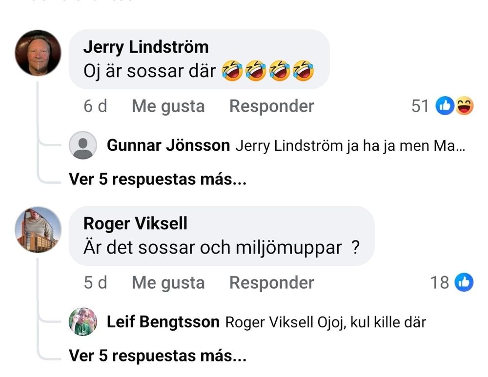 Kommentarer till föregående bild: "Oj många sossar där 🤣🤣🤣🤣", "Är det sossar och miljömuppar ?" 