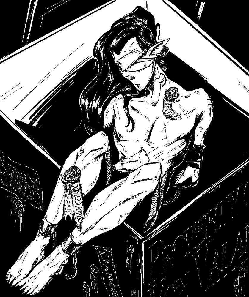 Art, Marazhai in a cargo box meant for the Rogue Trader's ship. 