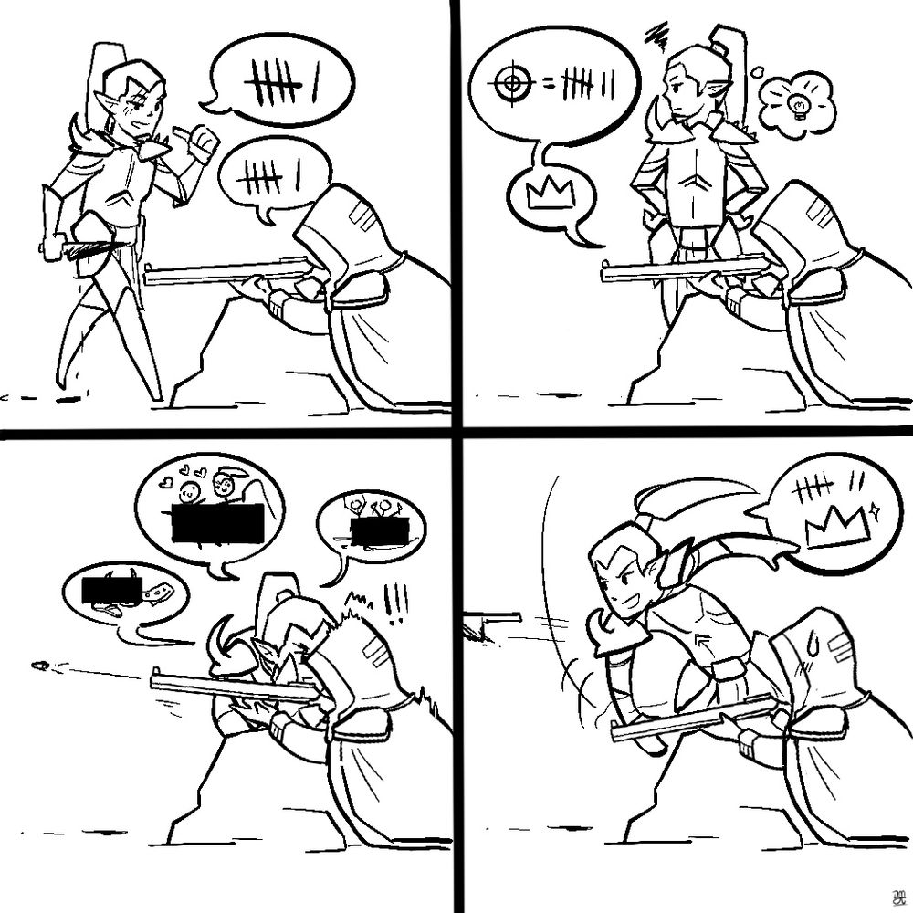 comic strip, art
Marazhai tells the rogue Trader some spicy information to win a contest.