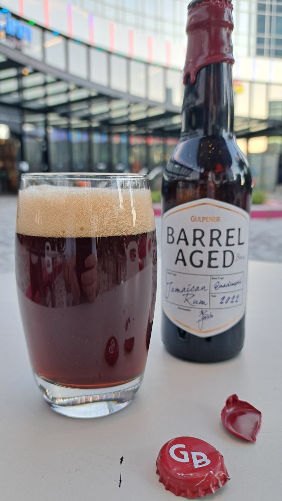 Photo of a rum barrel-aged quad beer