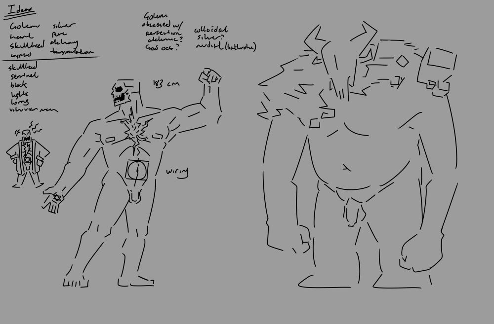 New oc duo, left one is obsessed with perfection and the the right is his antithesis so maybe probably there will be some raucous hatefucking when I get the design really hammered out to a point I like it