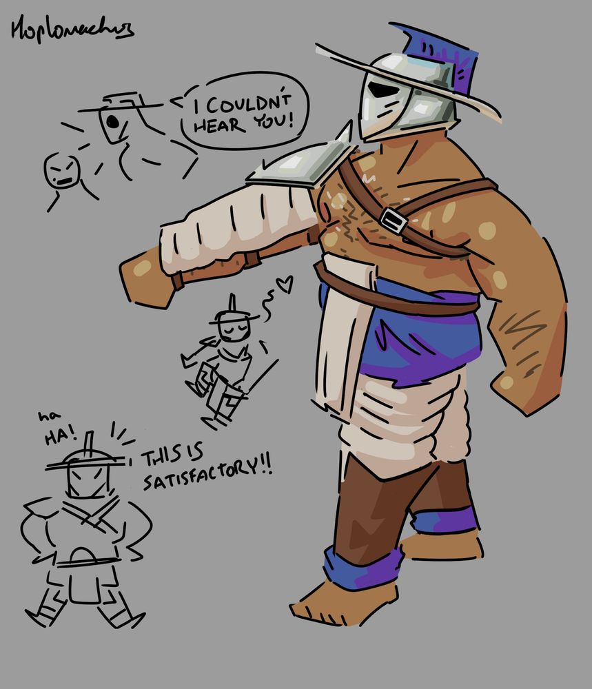 Someone brought to my attention the concept of hairy oiled up gladiators with all the sweat and blood and oil all shimmering off some juicy ass pecs- COUGH and the rest is history… he’s part of the zephyrod story, as essentially a cosplay enthusiast