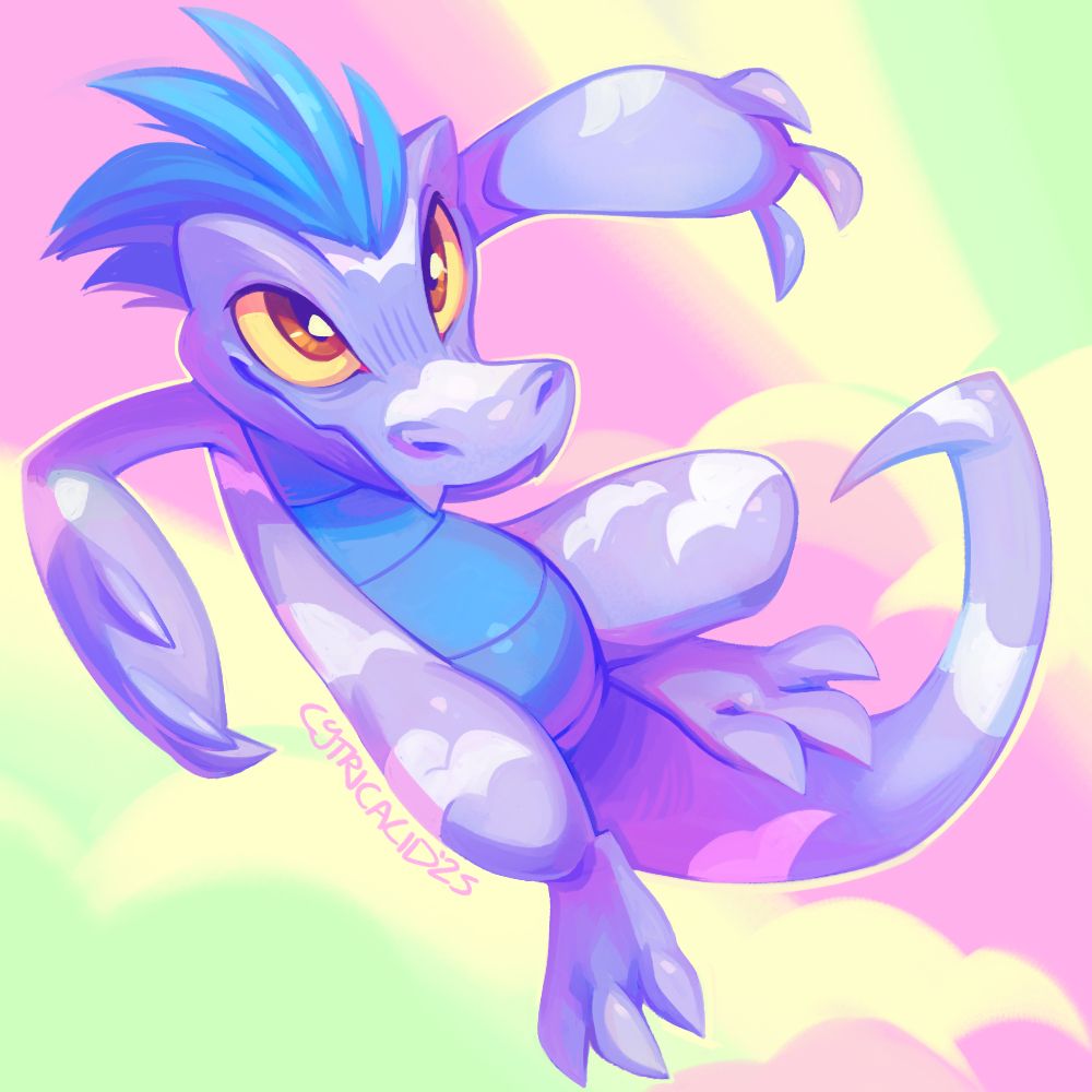 a digital painting of a cloud krawk from neopets lookin pretty kewl