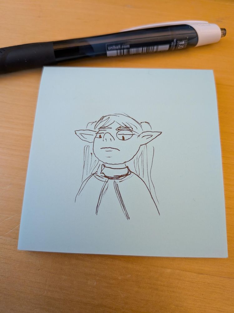 Dessin au stylo bille de Frieren te regardant de haut