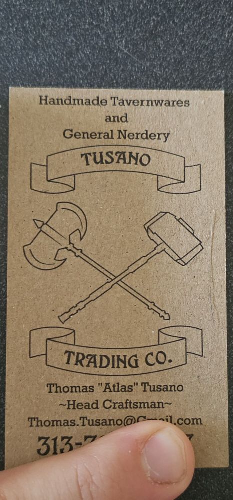 My card, with my phone number blocked so I don't doxx myself, I give everyone 2 or 3, with the logic that "One for you and two for friends" and it's worked tremendously 