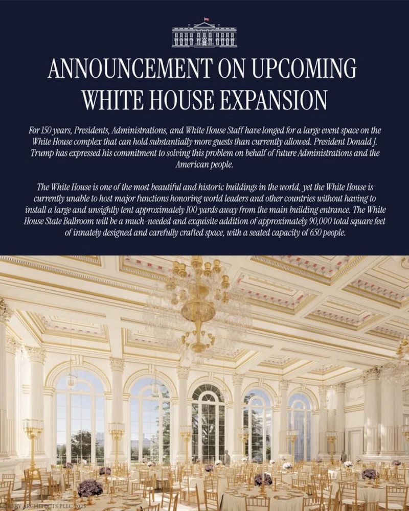 Announcement there is a plan to build a Versailles-style annex at the White House. 