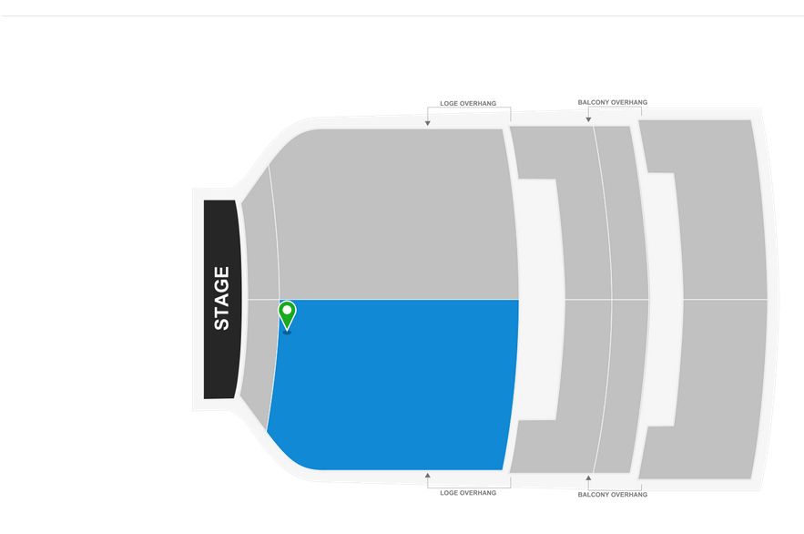Seating map for Orchestra Row A seats.