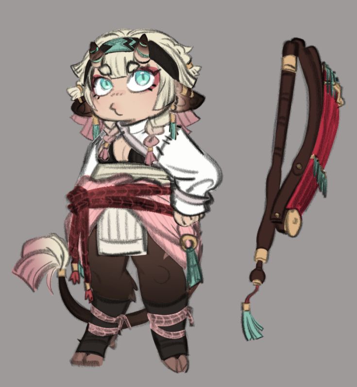 Rough sketch of a Satyr girl I am making, Japanese themed.