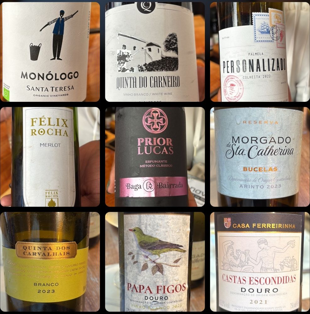 A 3 x 3 grid of pictures of assorted wine bottles