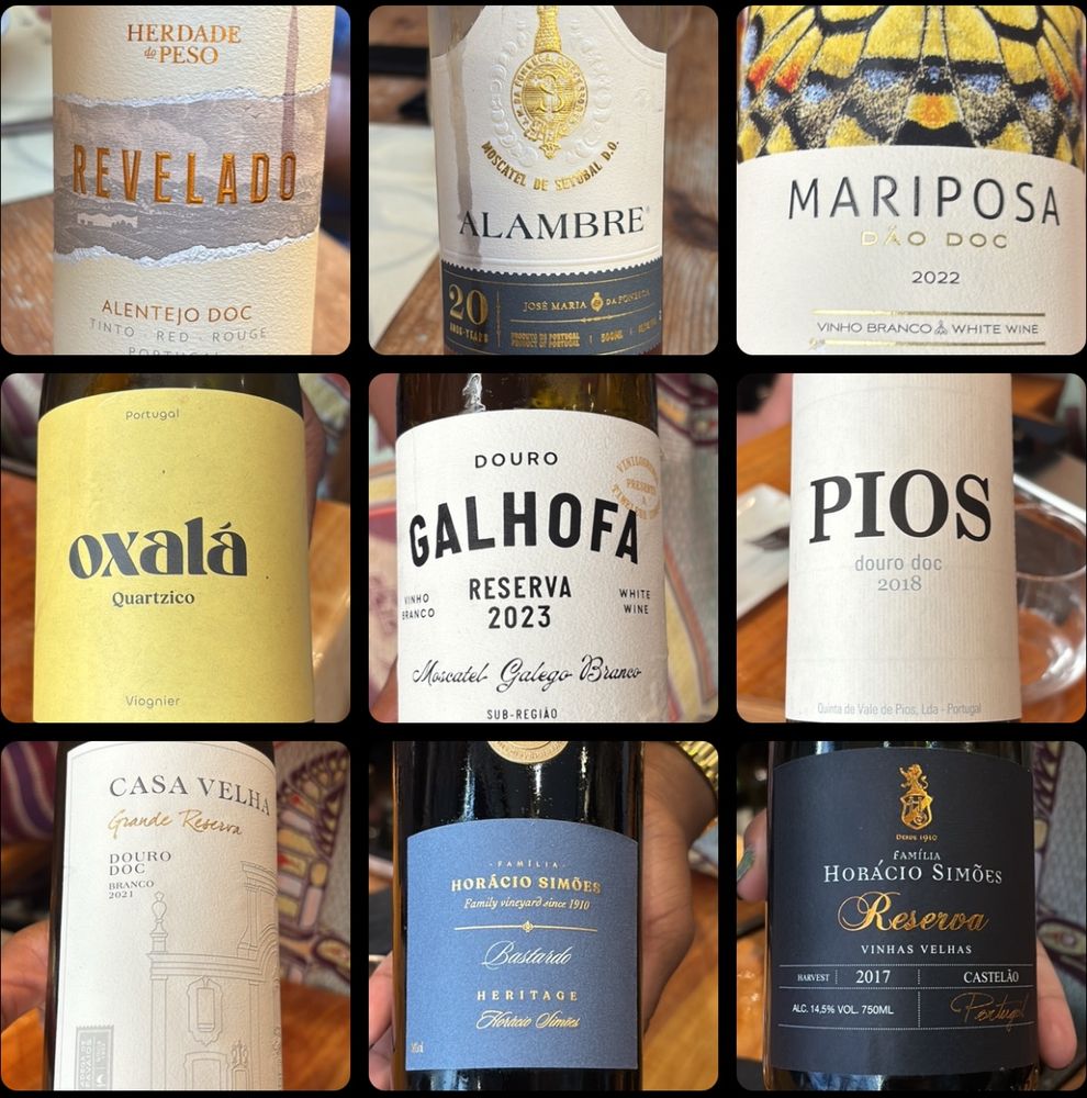 A 3 x 3 grid of pictures of assorted wine bottles