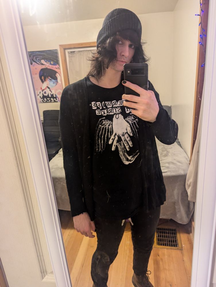 Hex wearing an all black fit. How surprising