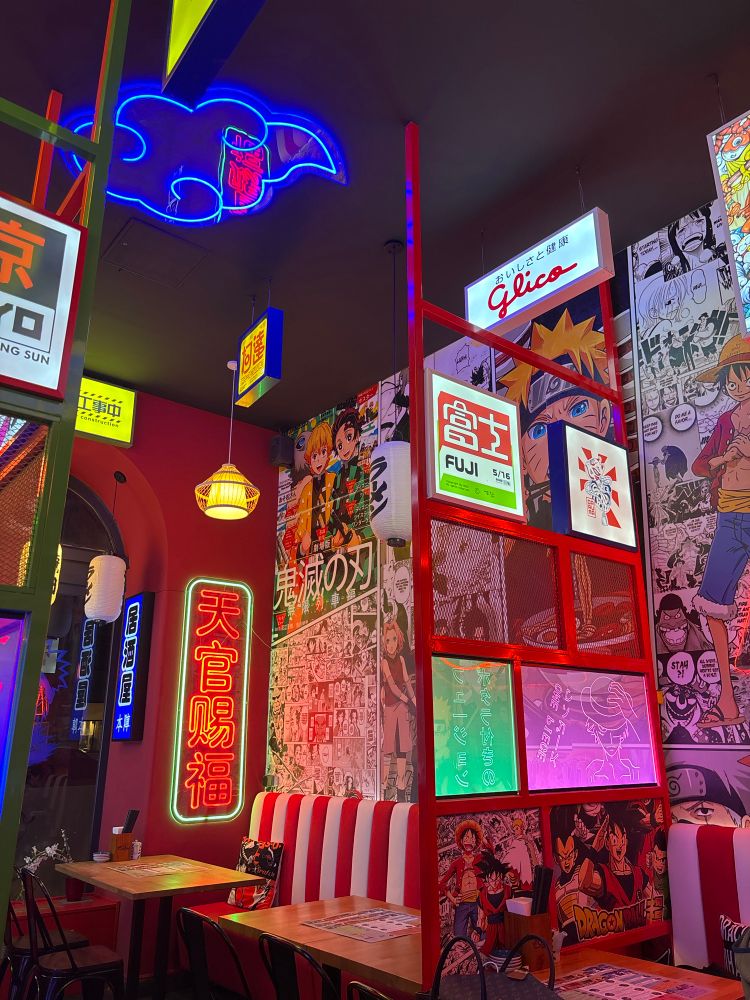 Japanese anime decor in a sushi restaurant