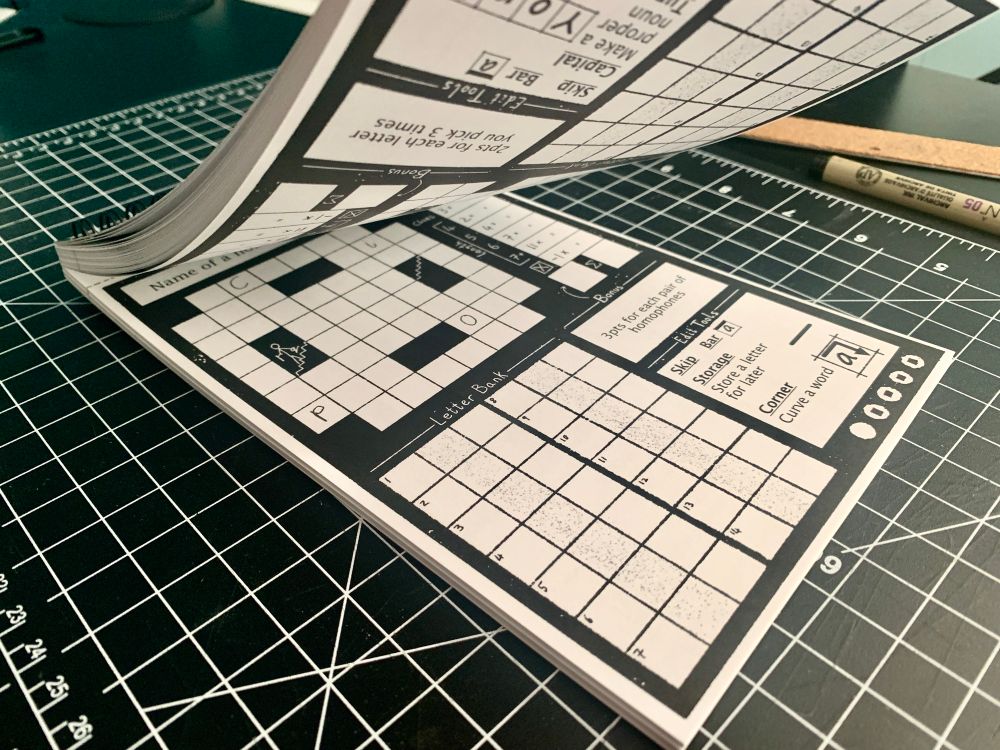 An inside player  sheet from The Crossword Factory
