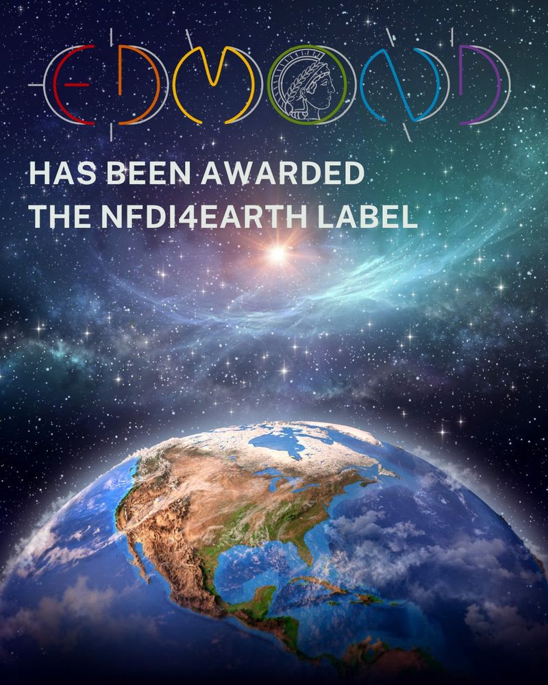 The image shows the Earth against a starry night sky, with the NFDI4Earth label prominently displayed above.