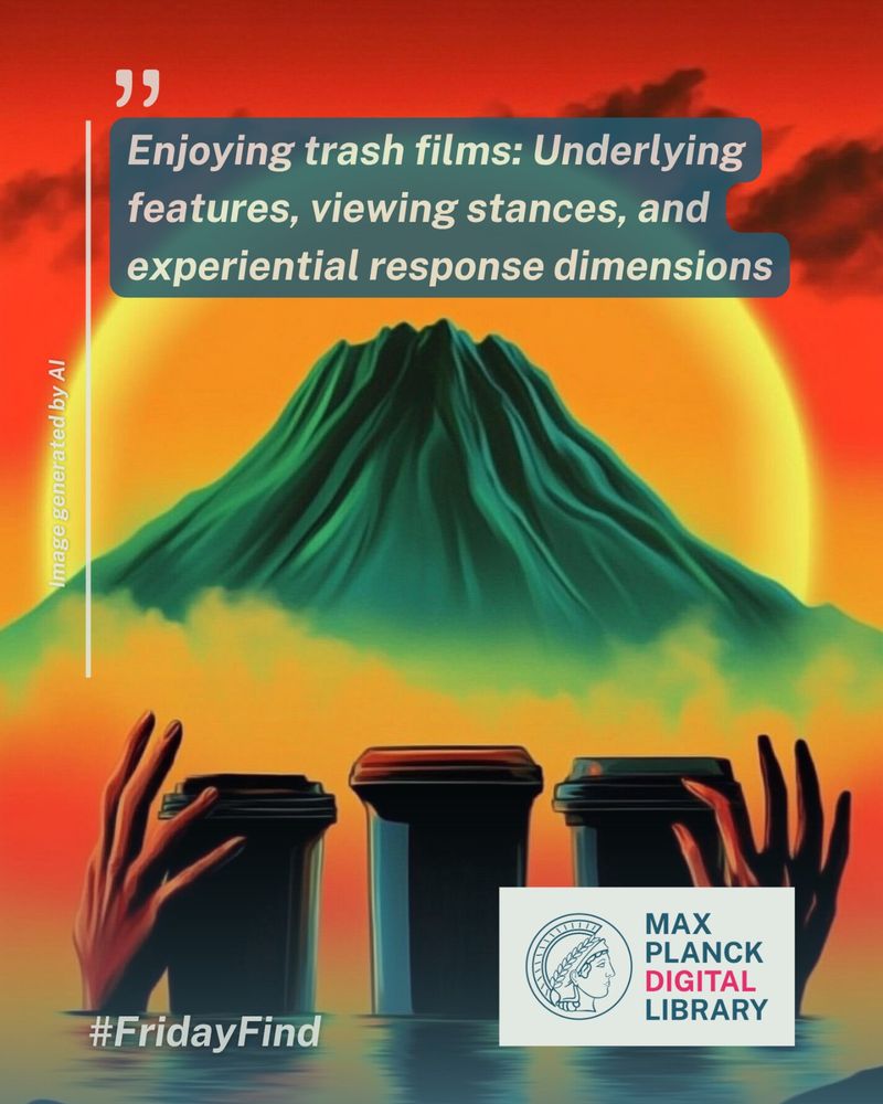 a poster of a mountain with a hand holding a dustbin