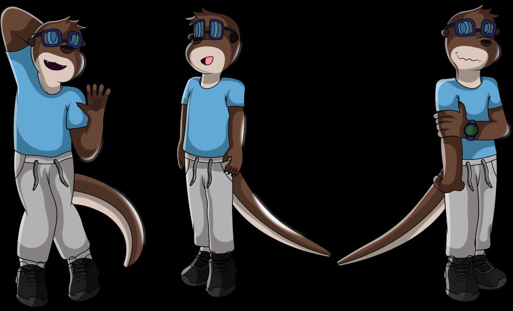 Commission reference sheet for my fursona, Bear (an otter) -- 10 January 2025