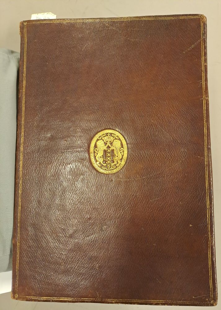 Boekband van van Barlaeus, Medicea hospes, Amsterdam 1638, met het wapen van Amsterdam