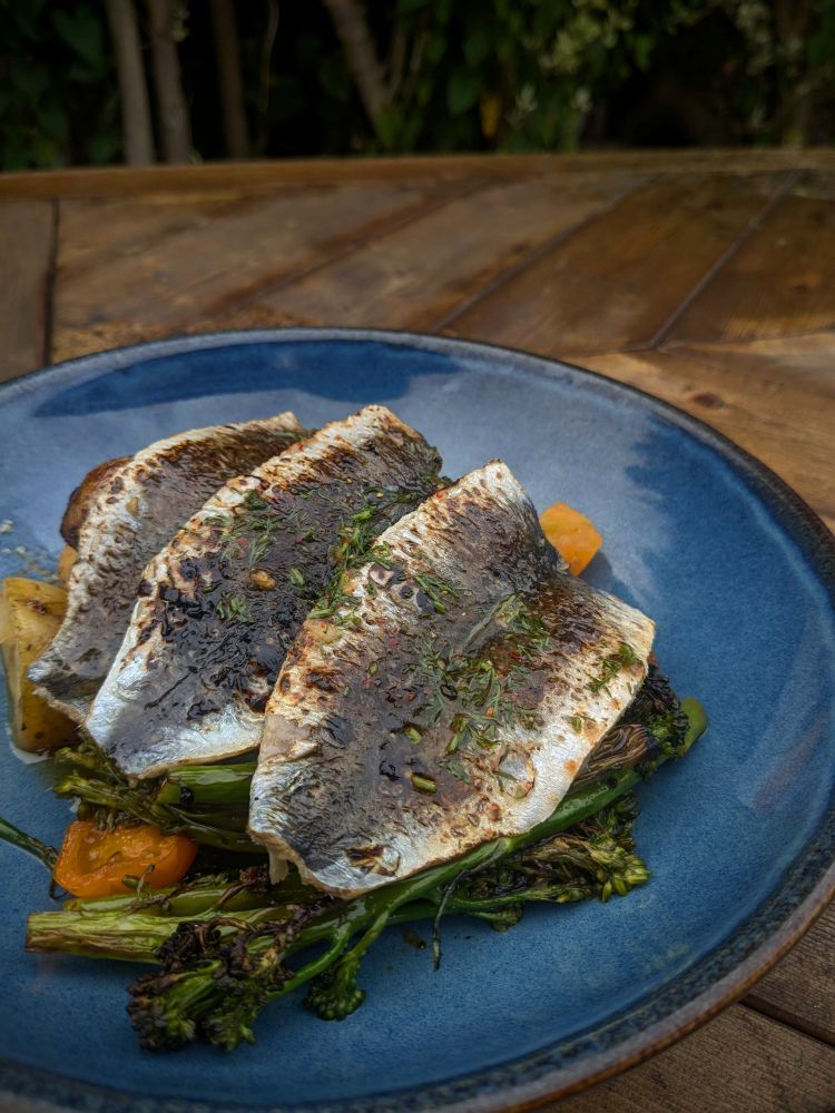 Blowtorched sardines
Roasted veg
Yum.