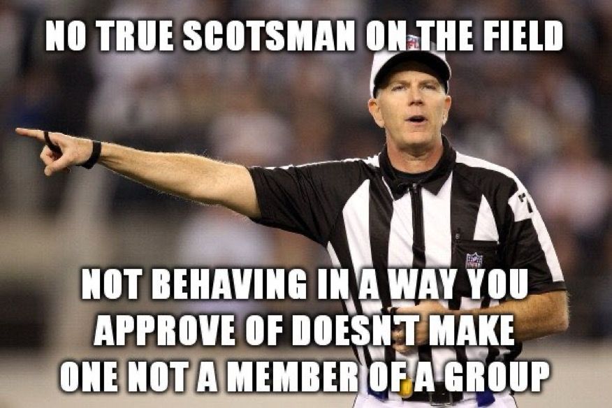 Referee explaining the no true Scotsman fallacy.  