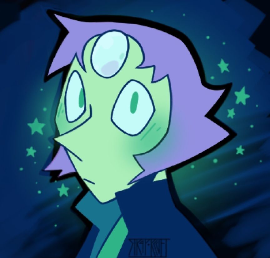 Drawing of Pearl from Steven Universe in the jacket she wears in the episode "Last One Out of Beach City" with small stars and dots around her. 