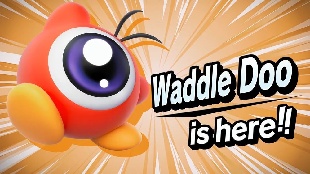Waddle Doo’s character reveal for the upcoming game “Kirby Air Riders”.