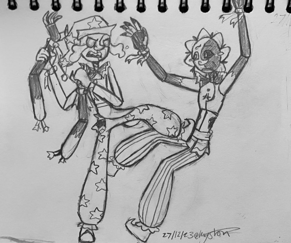 Sketch of Killcode kicking eclispe out of the afterlife