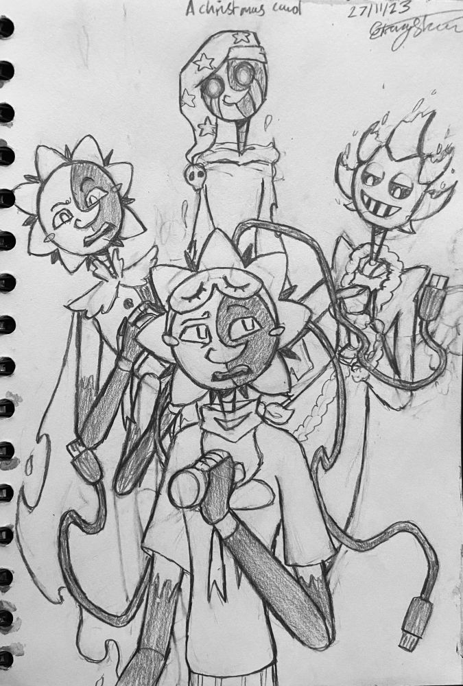 Sketch of a sun and moon show Christmas Carol