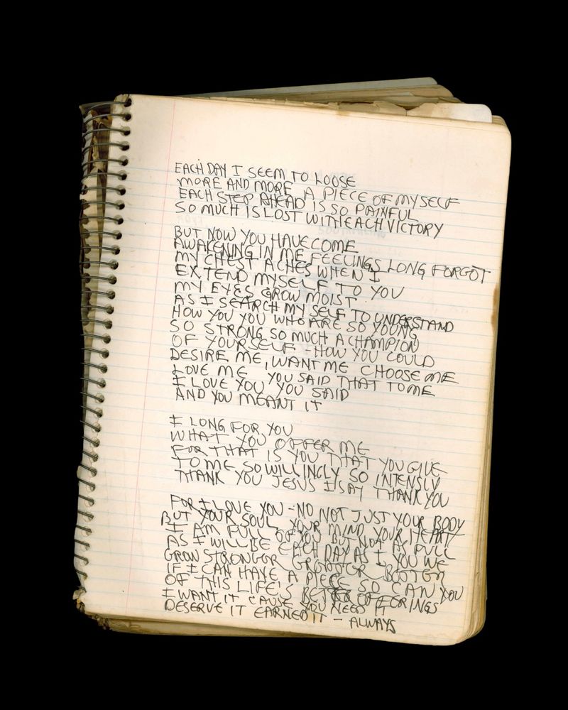 A page from one of Ernie’s journals featuring a love poem. 