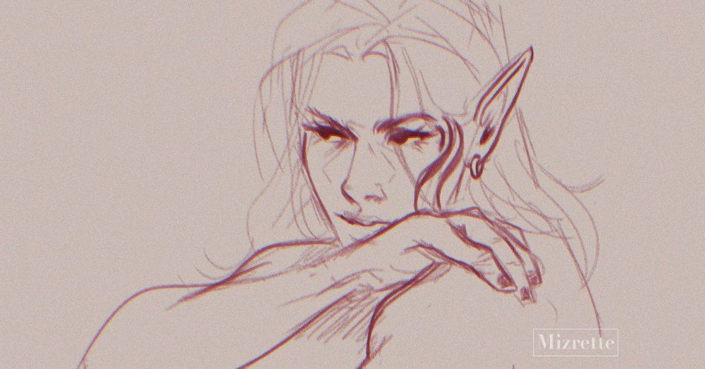 A sketch portrait of Zevran Arainai from Dragon age