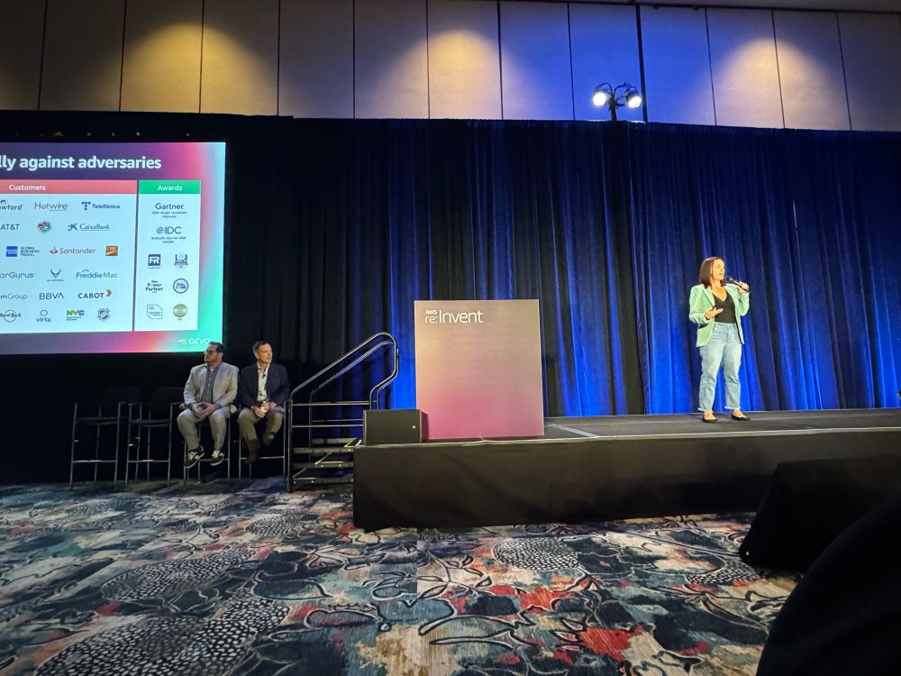 Me on stage at the AWS re:Invent Conference talk