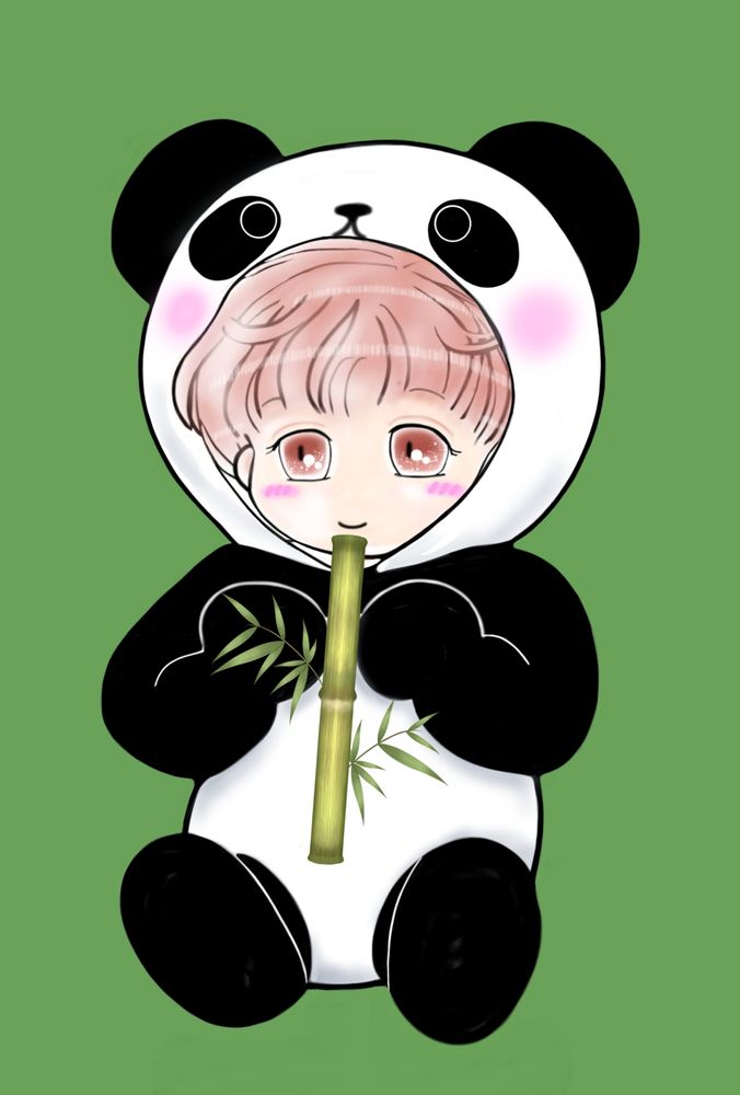 パンダの着ぐるみ着た茶色髪の子
茶の髪に茶の瞳ほっぺはピンク