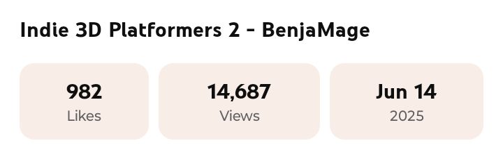Indie 3D Platformers 2 - BenjaMage
982 Likes
14,687 Views
Released on June 14th, 2025