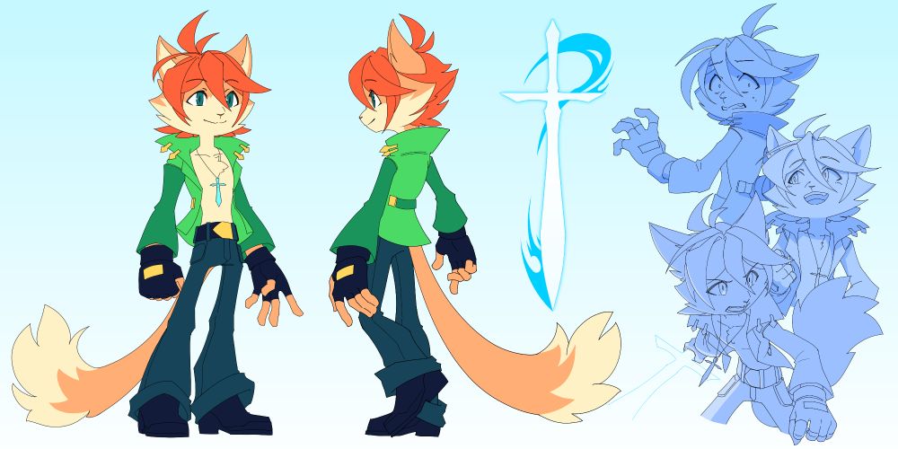 A (slightly outdated) ref sheet of my OC, Calico Wilder.